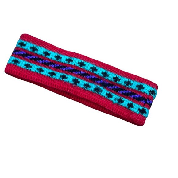 Vintage 80s 90s Fair Isle Knit Ski Headband Ear Cover - Picture 2 of 6